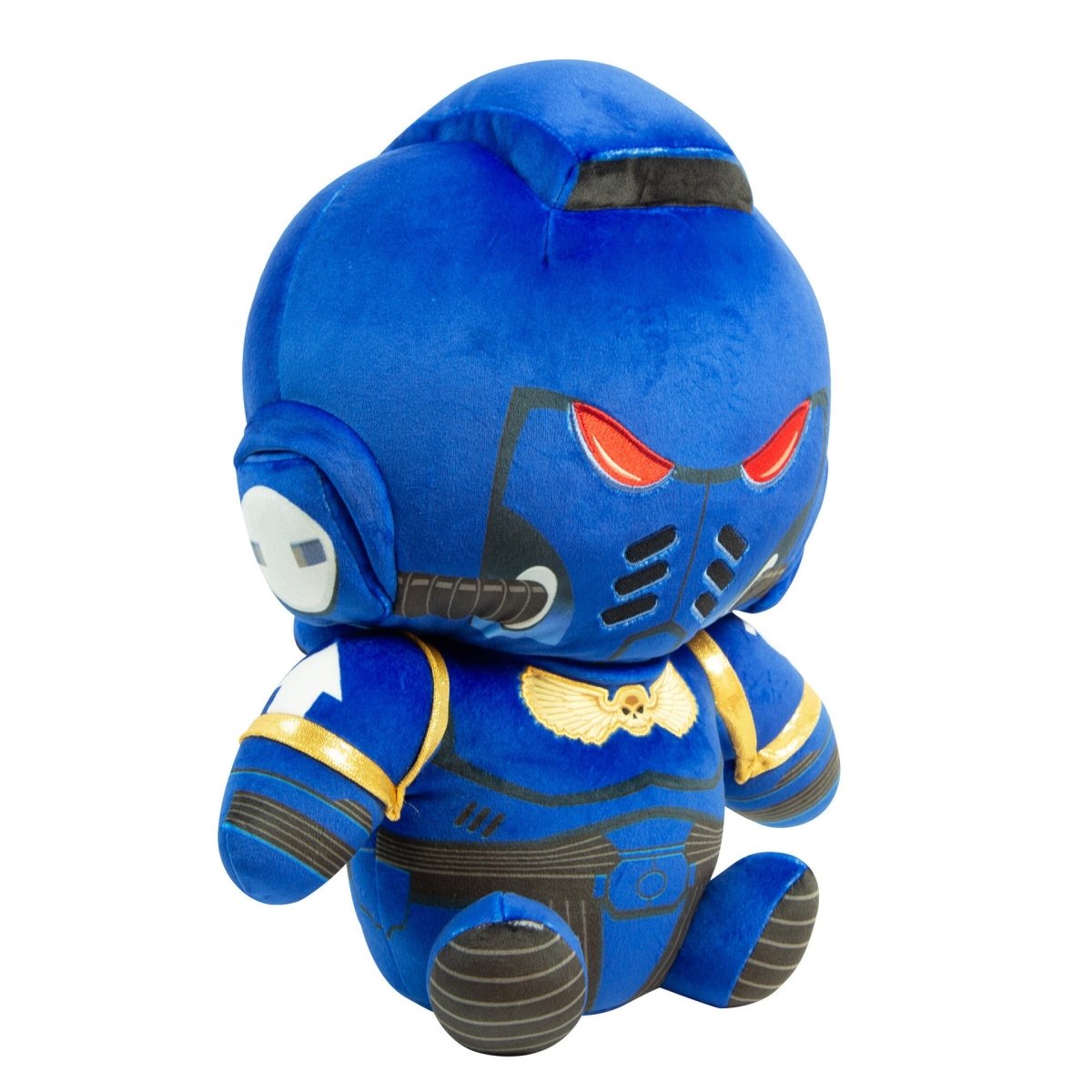 TOMY Space Marine plush angled slightly to the right, showing shoulder pad trim