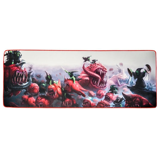 Warhammer 40,000 Red Squig desk mat with bold snarling squig artwork