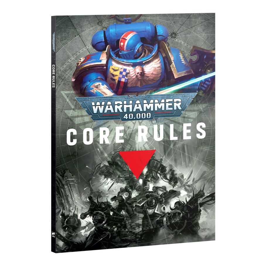 Warhammer 40,000 Core Rules book cover with robot illustration on a white background