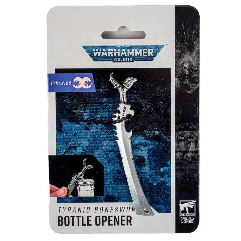 Warhammer 40,000 Tyranids Bonesword metal bottle opener with organic blade detailing