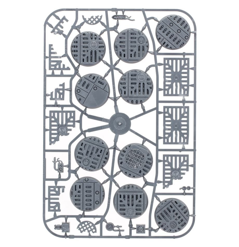 Warhammer 40,000 Void War Bases unpainted plastic sprue, frame 2 of 2