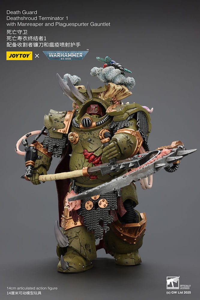 JoyToy Death Guard Deathshroud Terminator 1 14 cm action figure, manreaper held level, front view