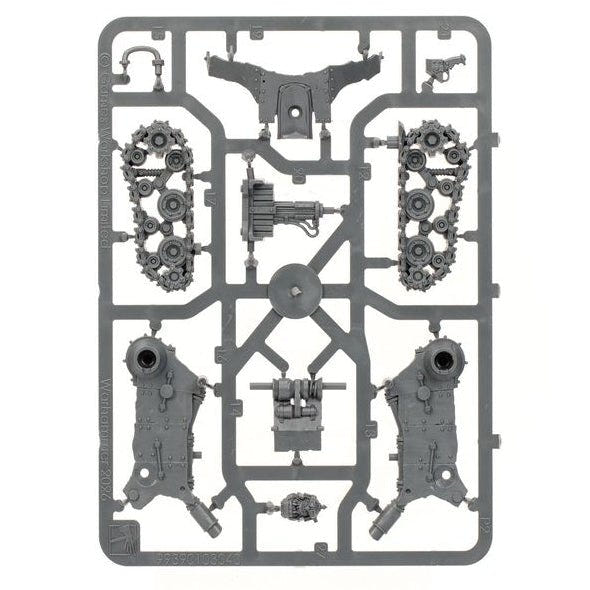 A gray plastic sprue containing multiple small molded plastic parts for a model kit, shown against a plain white background.