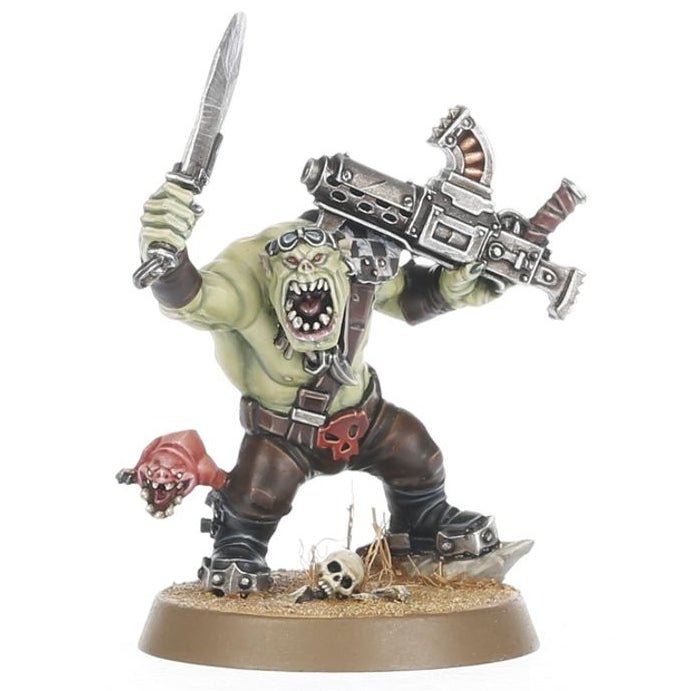 Hulk-like character with weapons on a white background