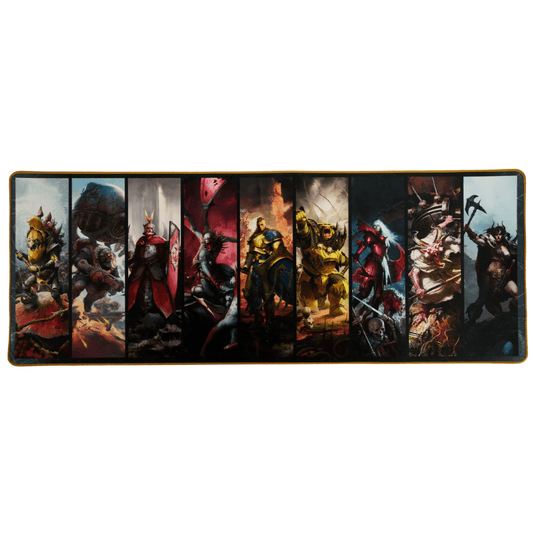 Warhammer Age of Sigmar desk mat featuring iconic Battletome cover artwork