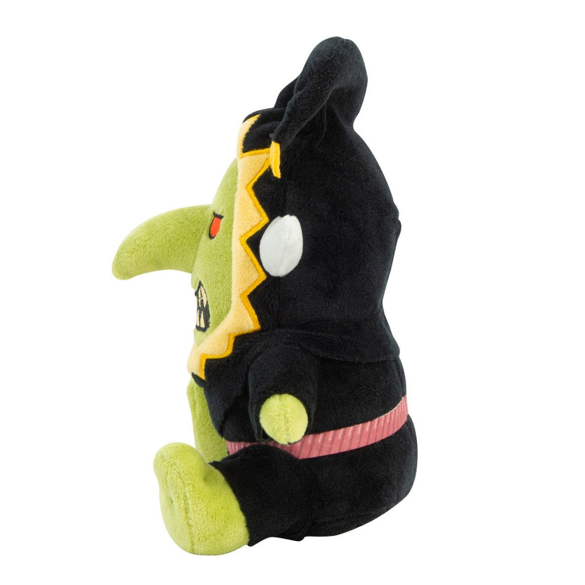 TOMY Warhammer Gloomspite Git plush, side profile showing pointed nose and black hood