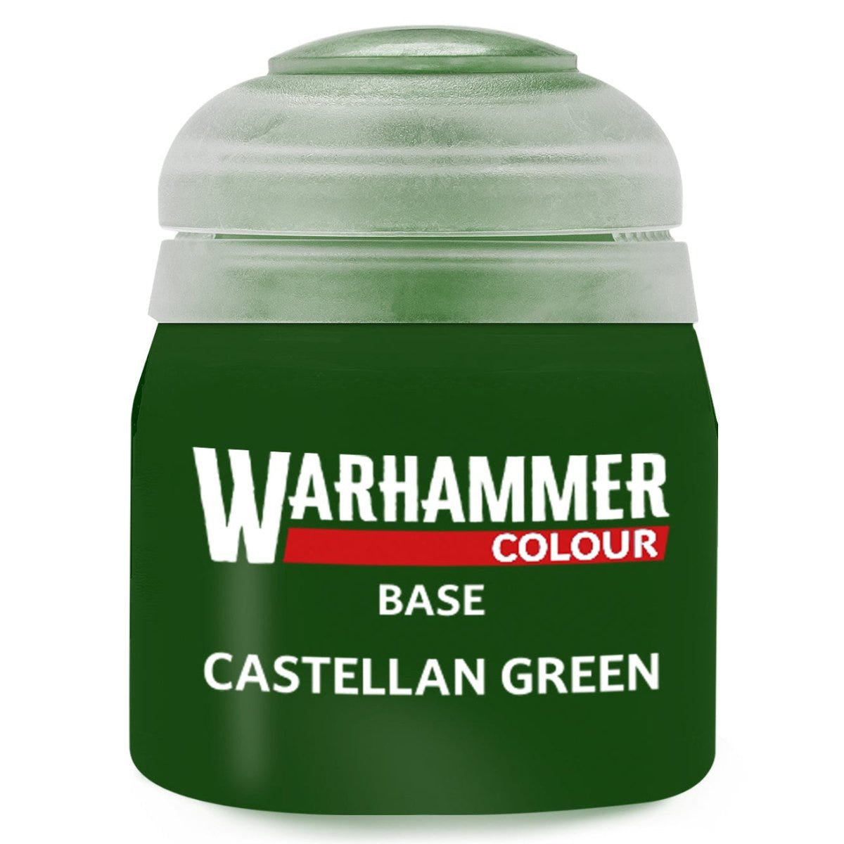 Green paint jar labeled 'Warhammer Colour' on a white background