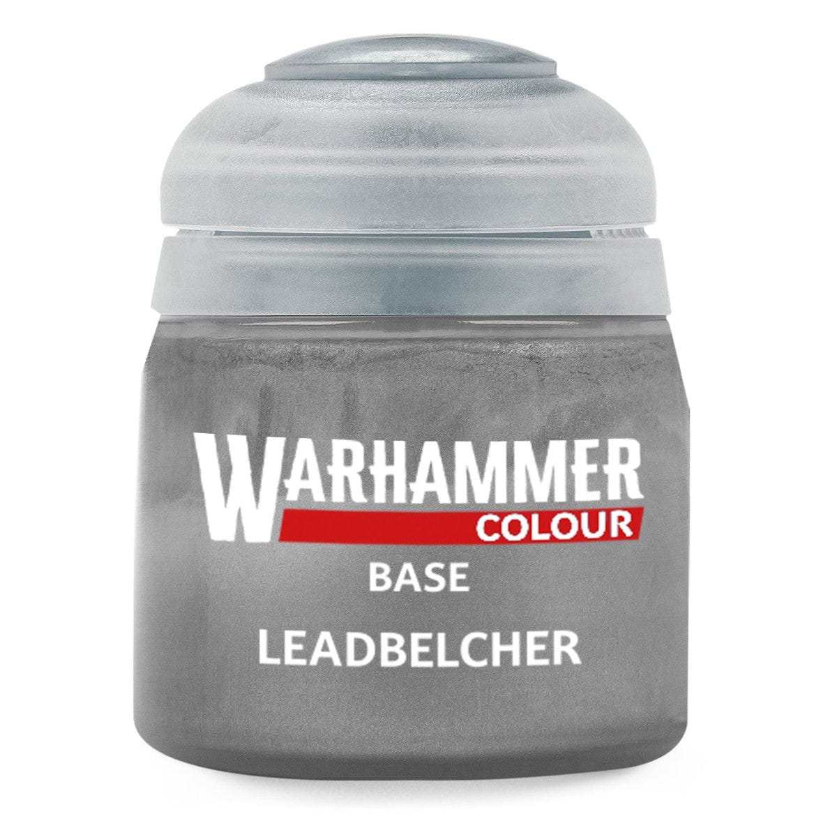 Warhammer paint can labeled 'Leadbelcher' on a white background