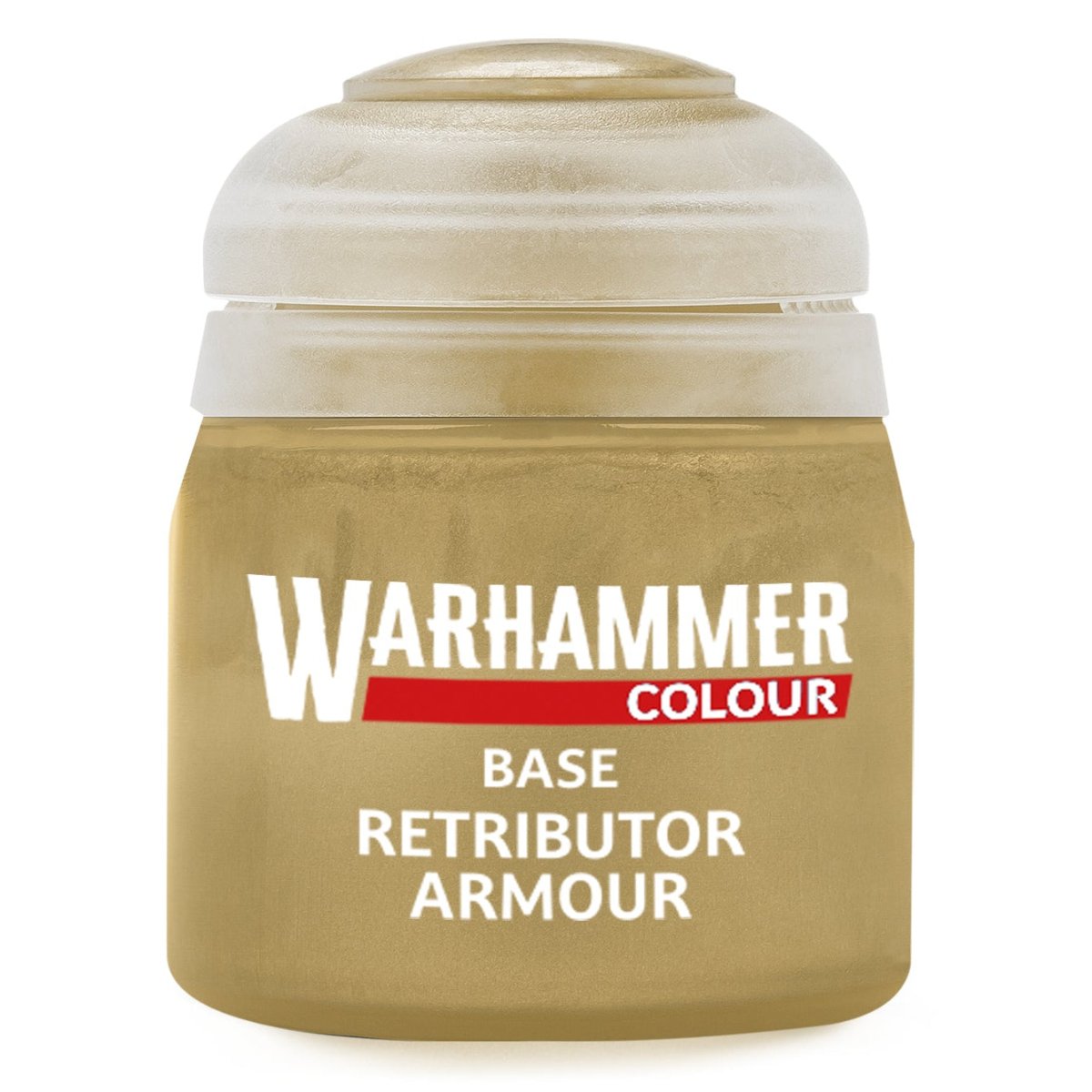 Warhammer paint can labeled 'Base Retributor Armour' on a white background