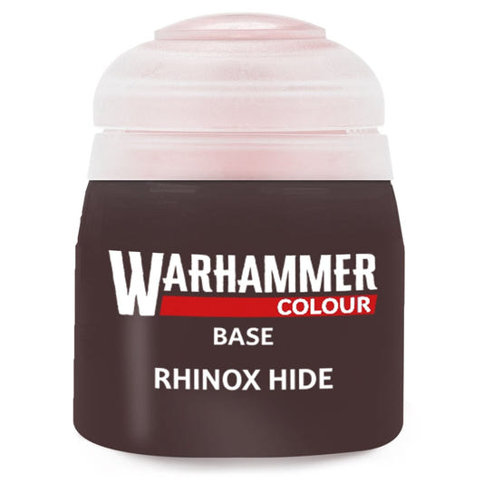 Warhammer Colour Base Rhinox Hide paint can on a white background