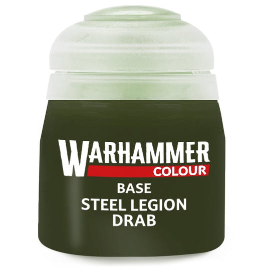 Warhammer Colour Base: Steel Legion Drab 12ml - Loaded Dice