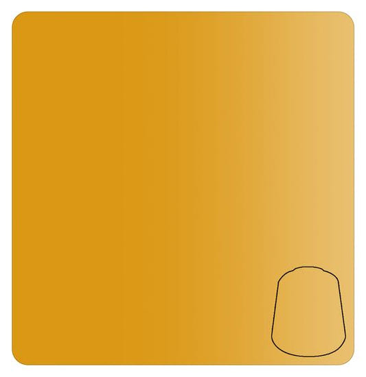 A square color swatch tile with rounded corners, showing a warm golden-yellow gradient that shifts slightly toward a soft gold in the lower right, with a simple black outline icon near that corner.