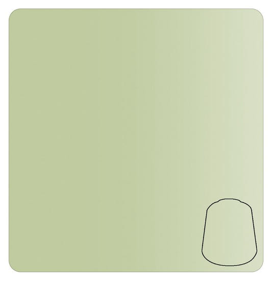Light green square with a black outline of a shoe on a white background