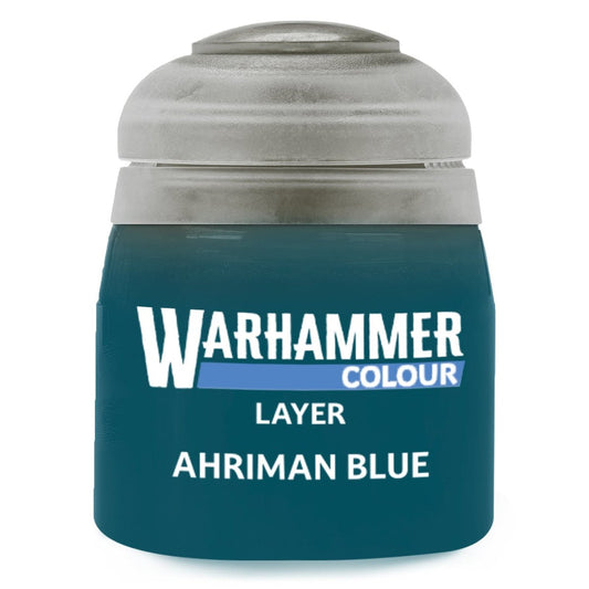 Warhammer Colour Layer Ahriman Blue paint can on a white background