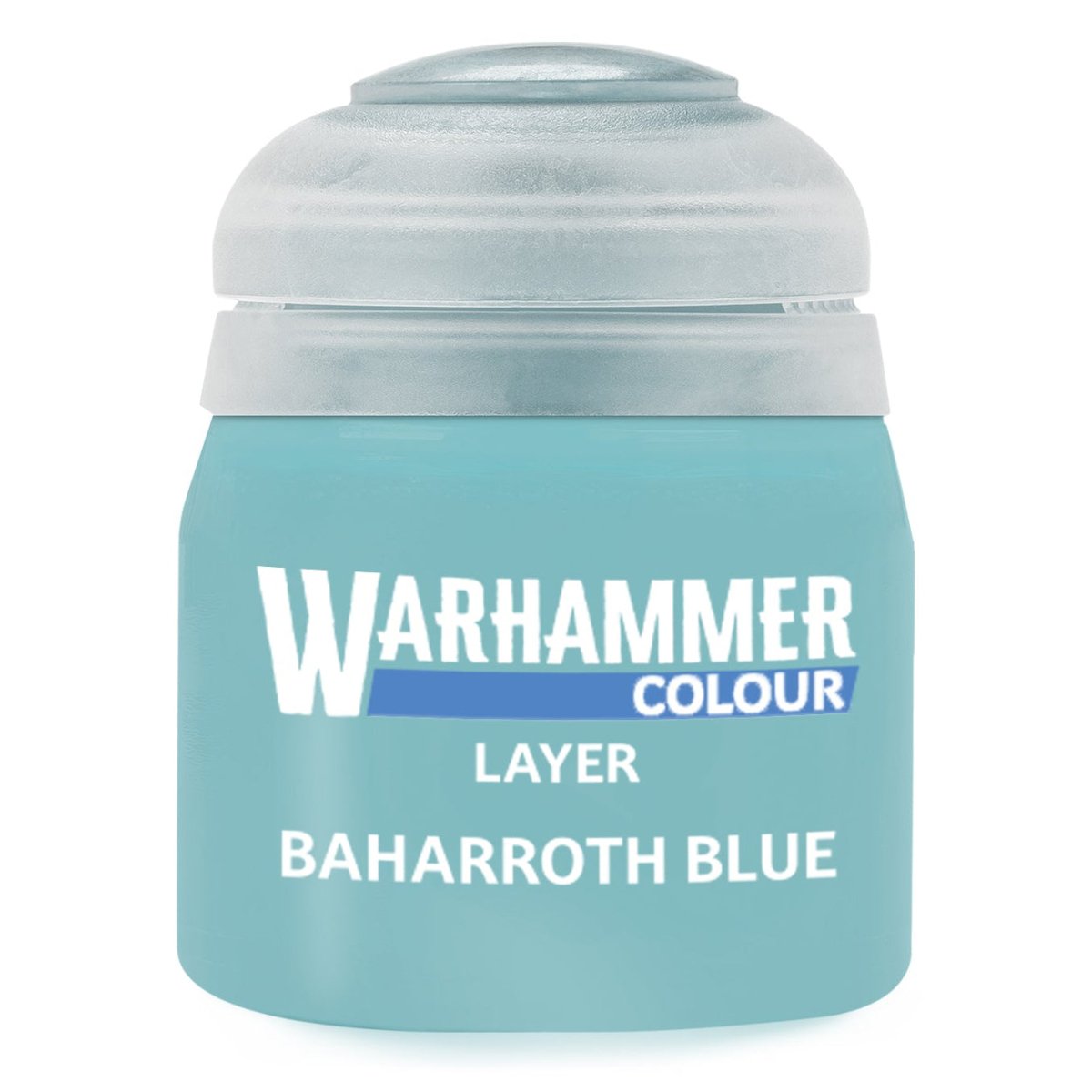 Warhammer Colour Layer Baharroth Blue paint can on a white background
