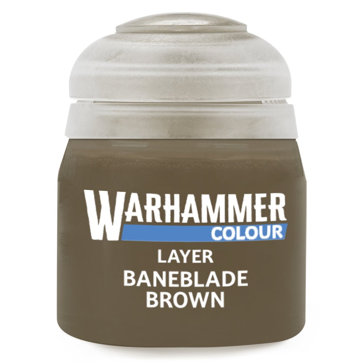 Red paint jar labeled 'Warhammer Colour' with a white lid on a white background