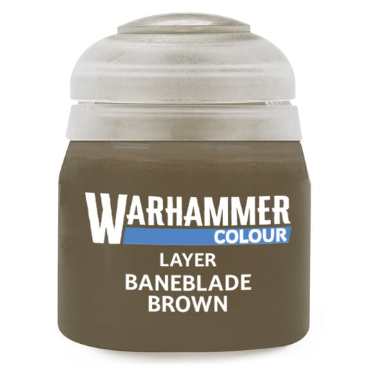 Red paint jar labeled 'Warhammer Colour' with a white lid on a white background