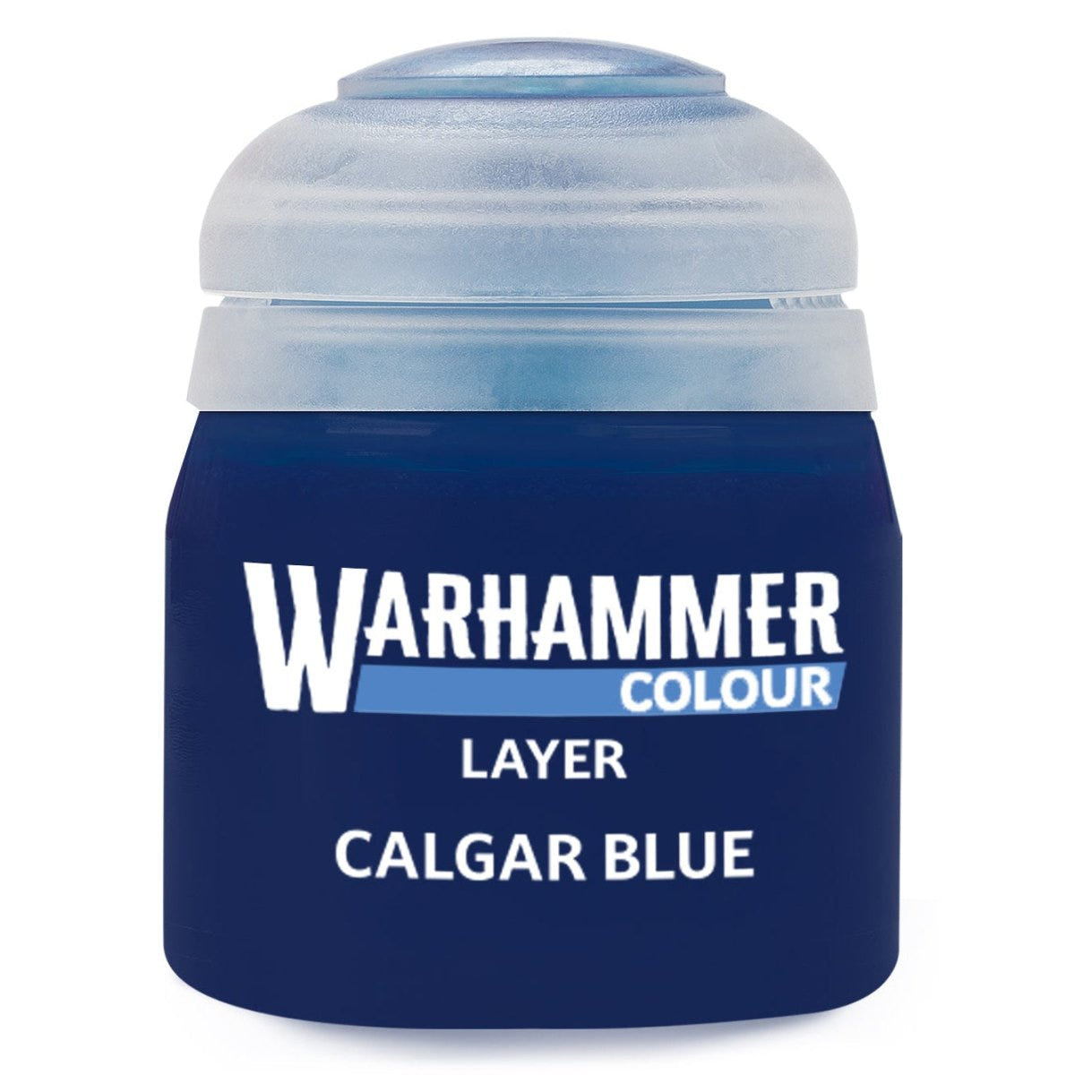 Warhammer Calgar Blue paint canister on a white background