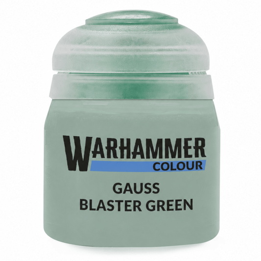 Warhammer Colour Gauss Blaster Green paint jar on a white background
