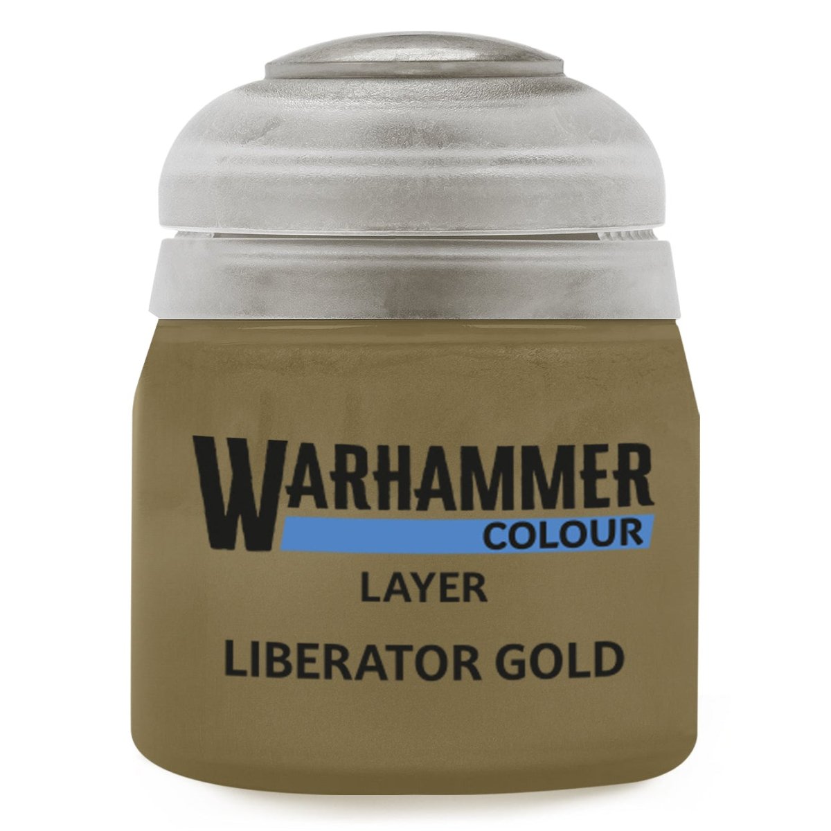 Warhammer Colour Layer Liberator Gold paint pot on a white background