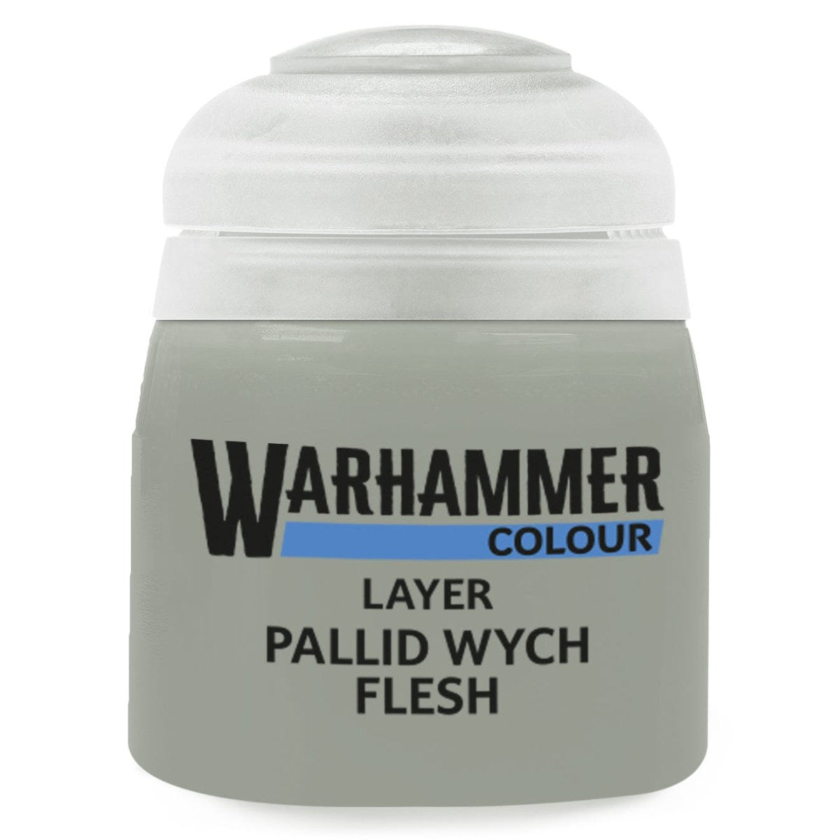 Warhammer Colour paint jar labeled 'Pallid Wych Flesh' on a white background