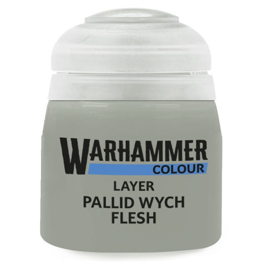 Warhammer Colour paint jar labeled 'Pallid Wych Flesh' on a white background