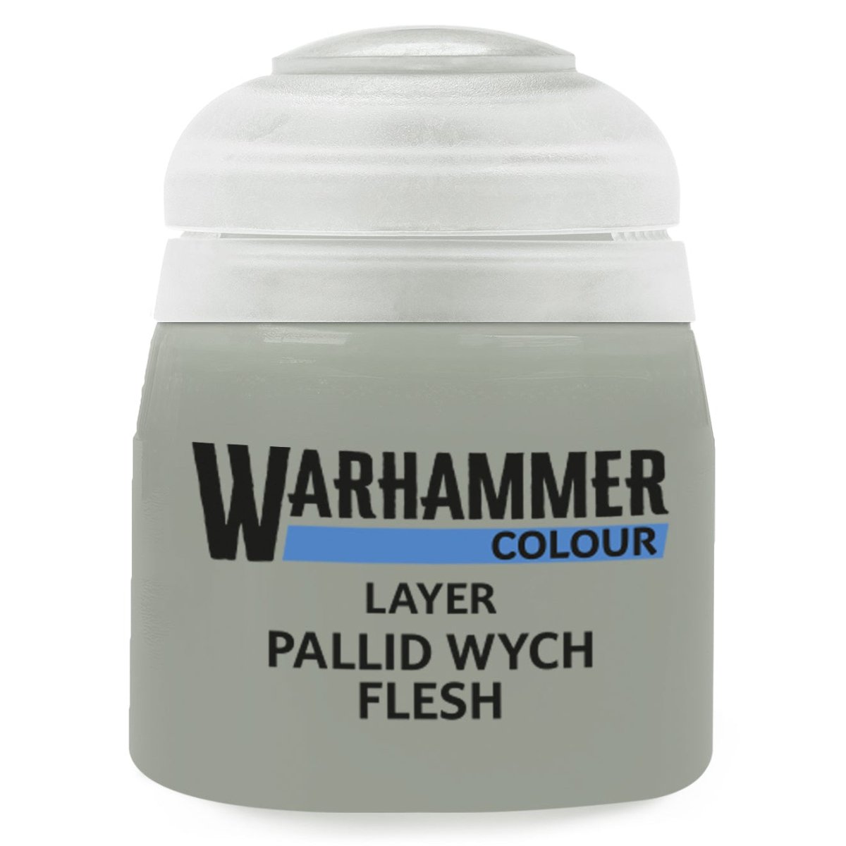 Warhammer Colour paint jar labeled 'Pallid Wych Flesh' on a white background