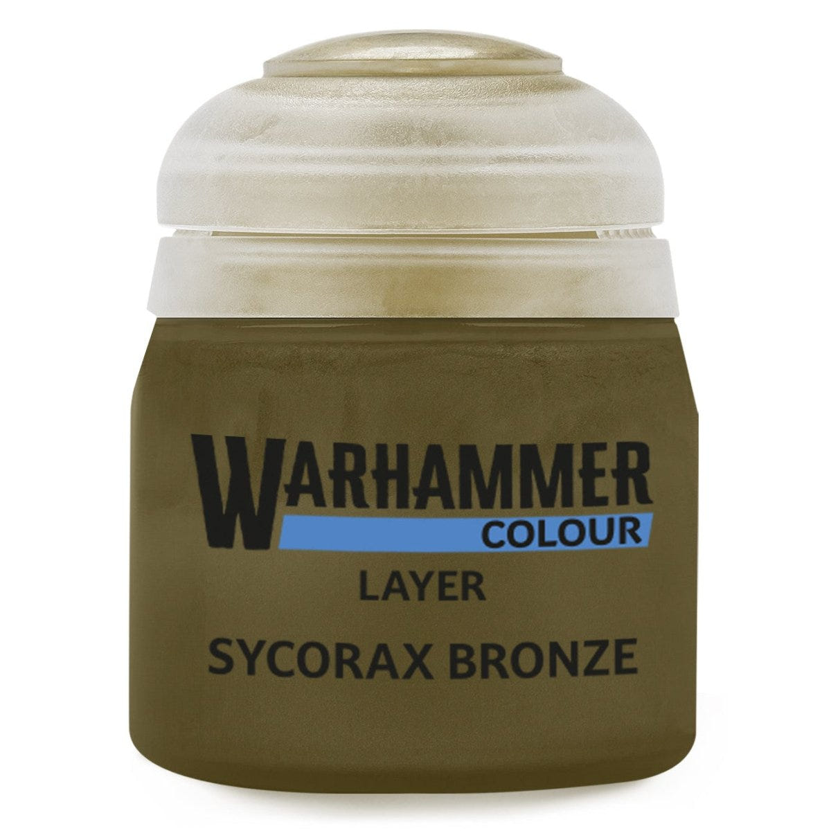 Warhammer Colour Layer Sycorax Bronze paint jar on a white background