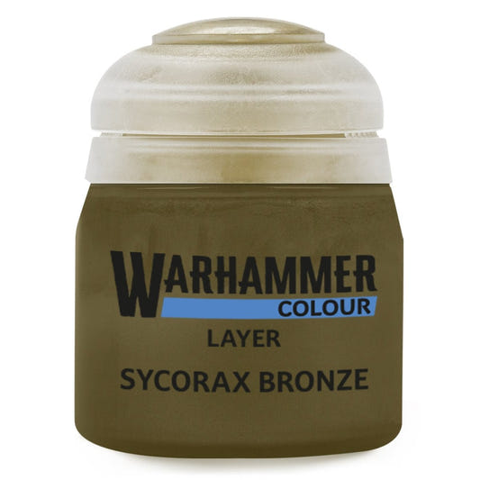 Warhammer Colour Layer Sycorax Bronze paint jar on a white background