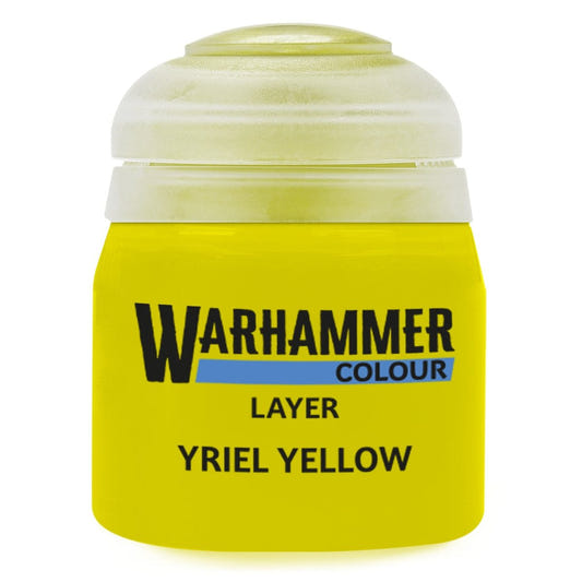 Warhammer Colour Yriel Yellow paint jar on a white background