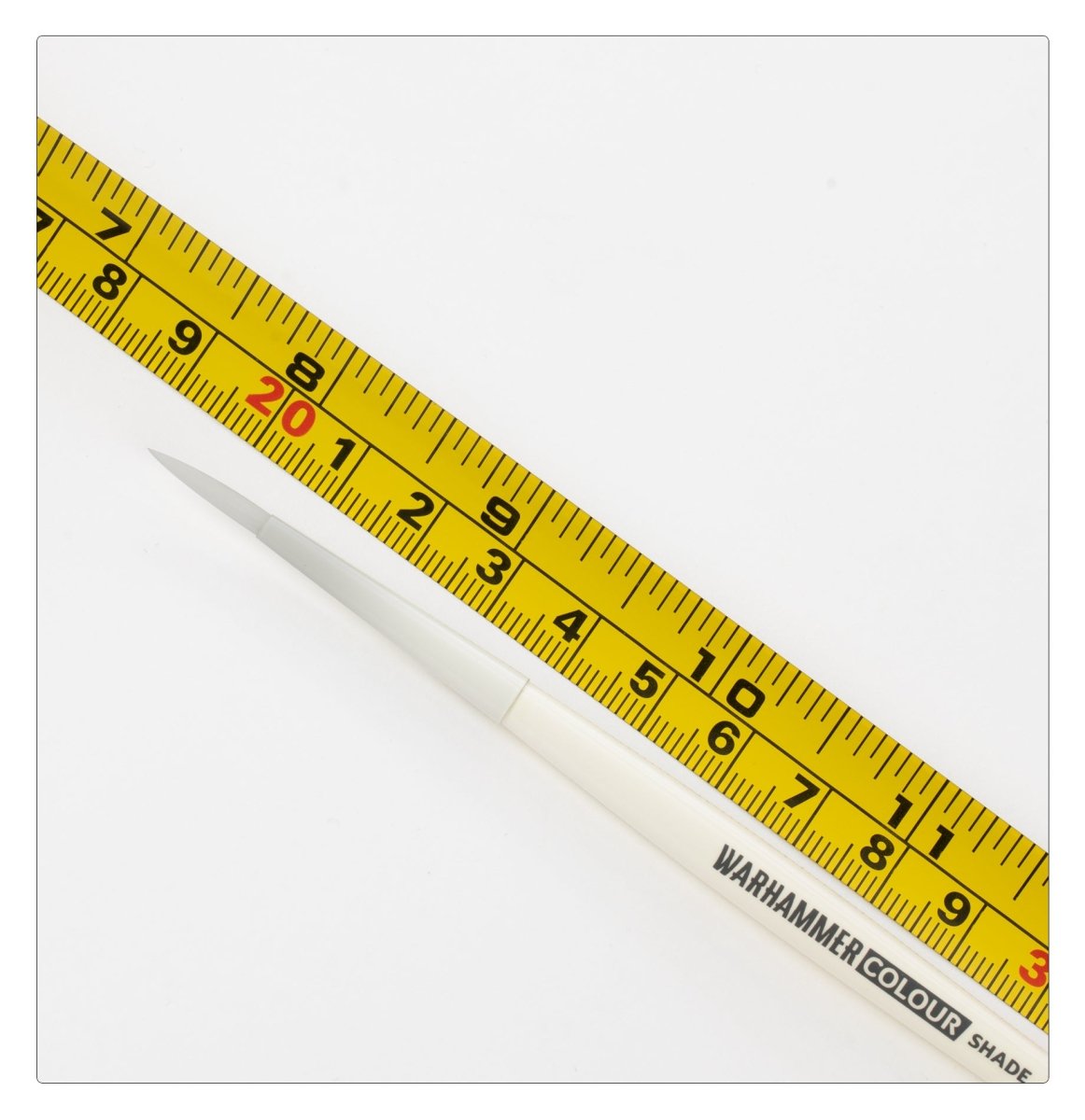Warhammer Colour Shade Brush (Medium) shown against a tape measure for size