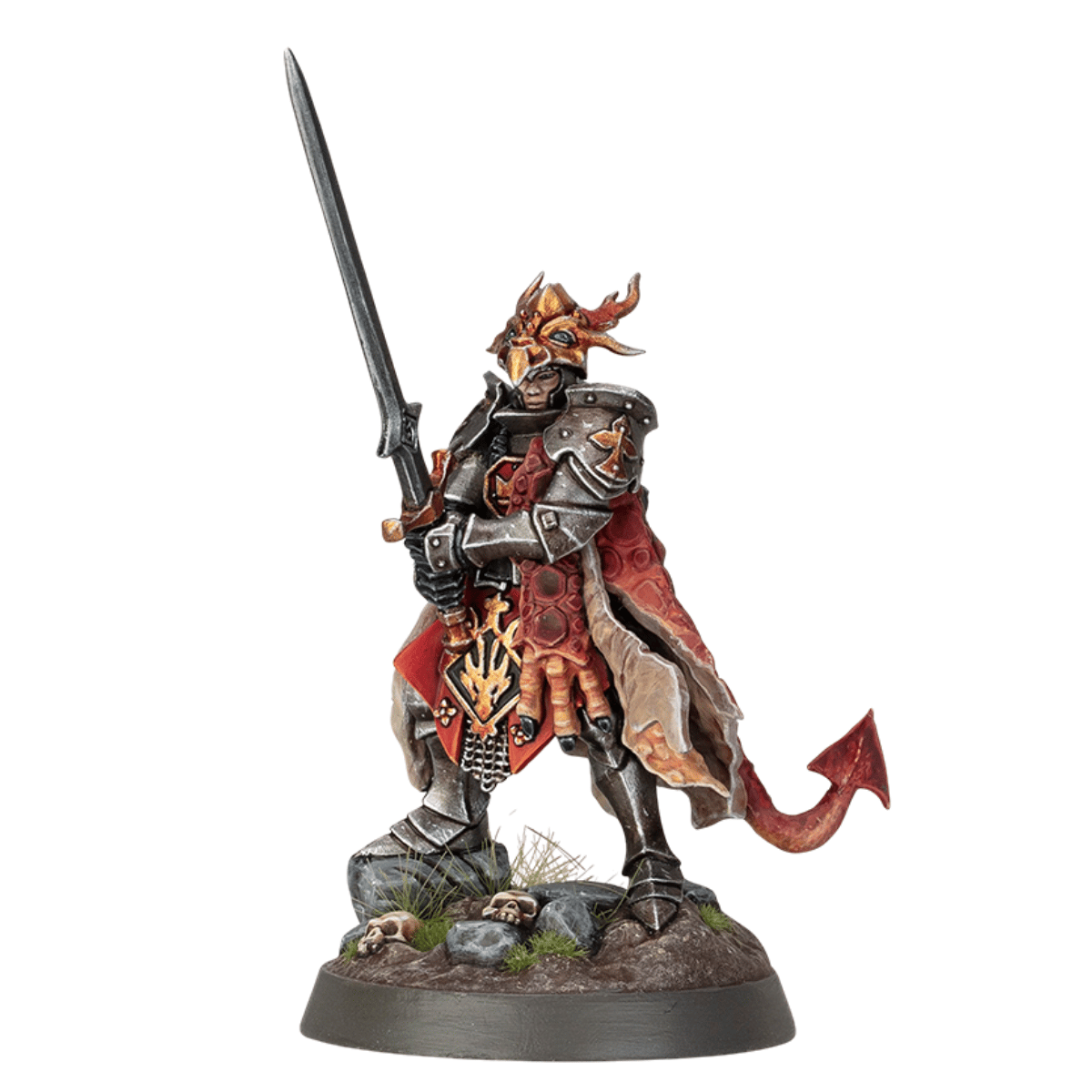 Warhammer Heroes Cities of Sigmar aelf warrior with greatsword and red cloak – painted miniature