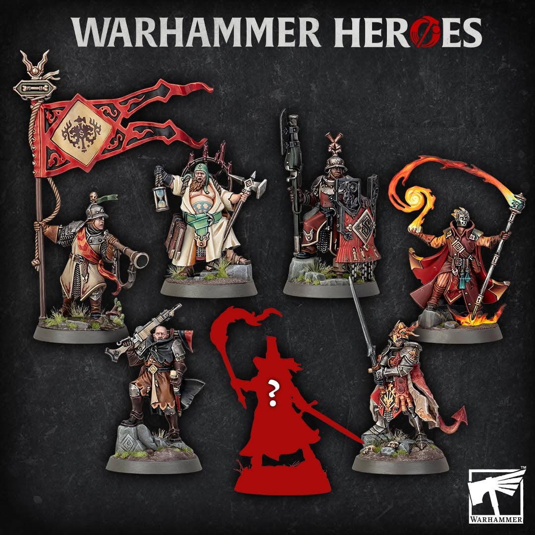 All 7 Warhammer Heroes Cities of Sigmar blind box miniatures, including the mystery secret figure