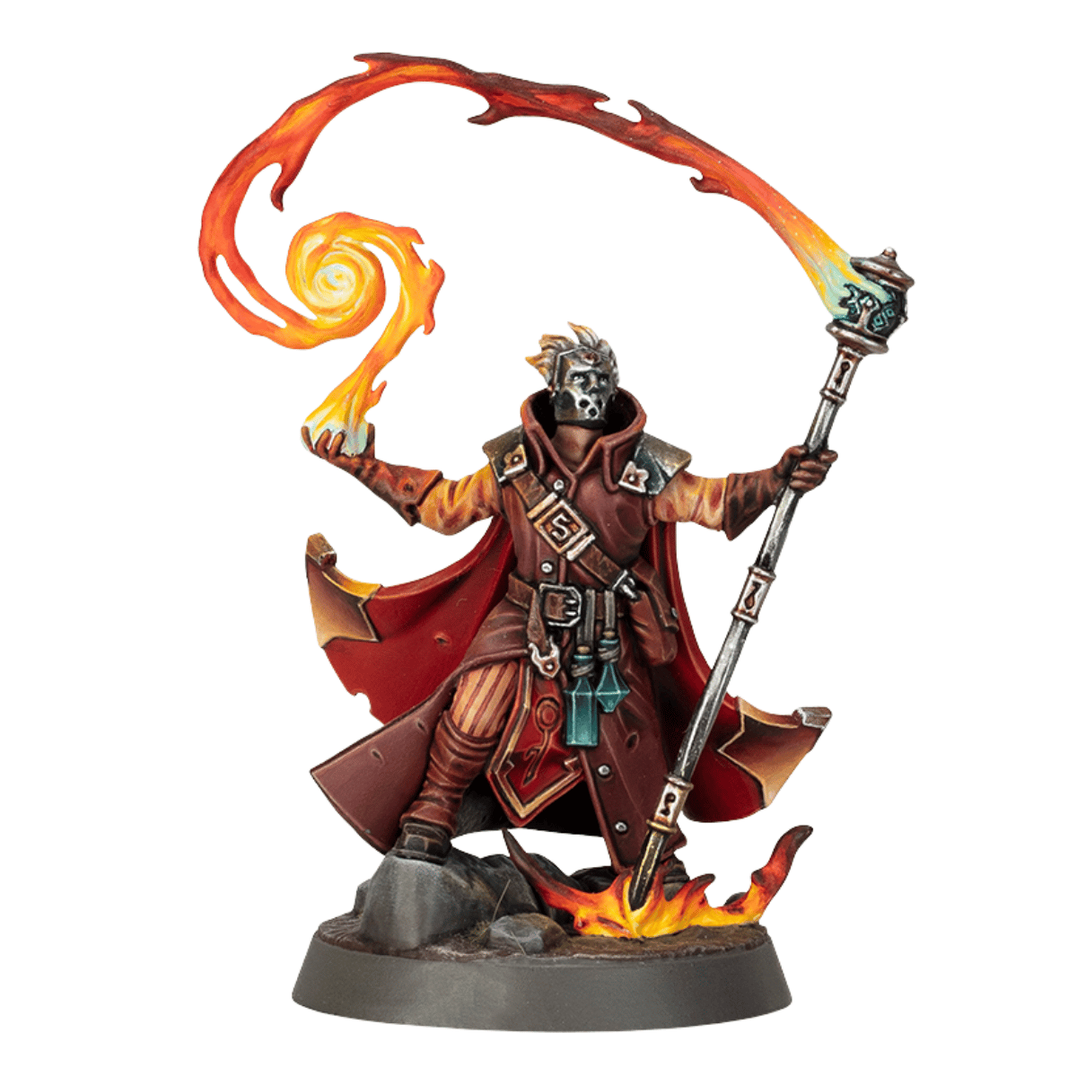 Warhammer Heroes Cities of Sigmar fire battlemage with staff – painted miniature