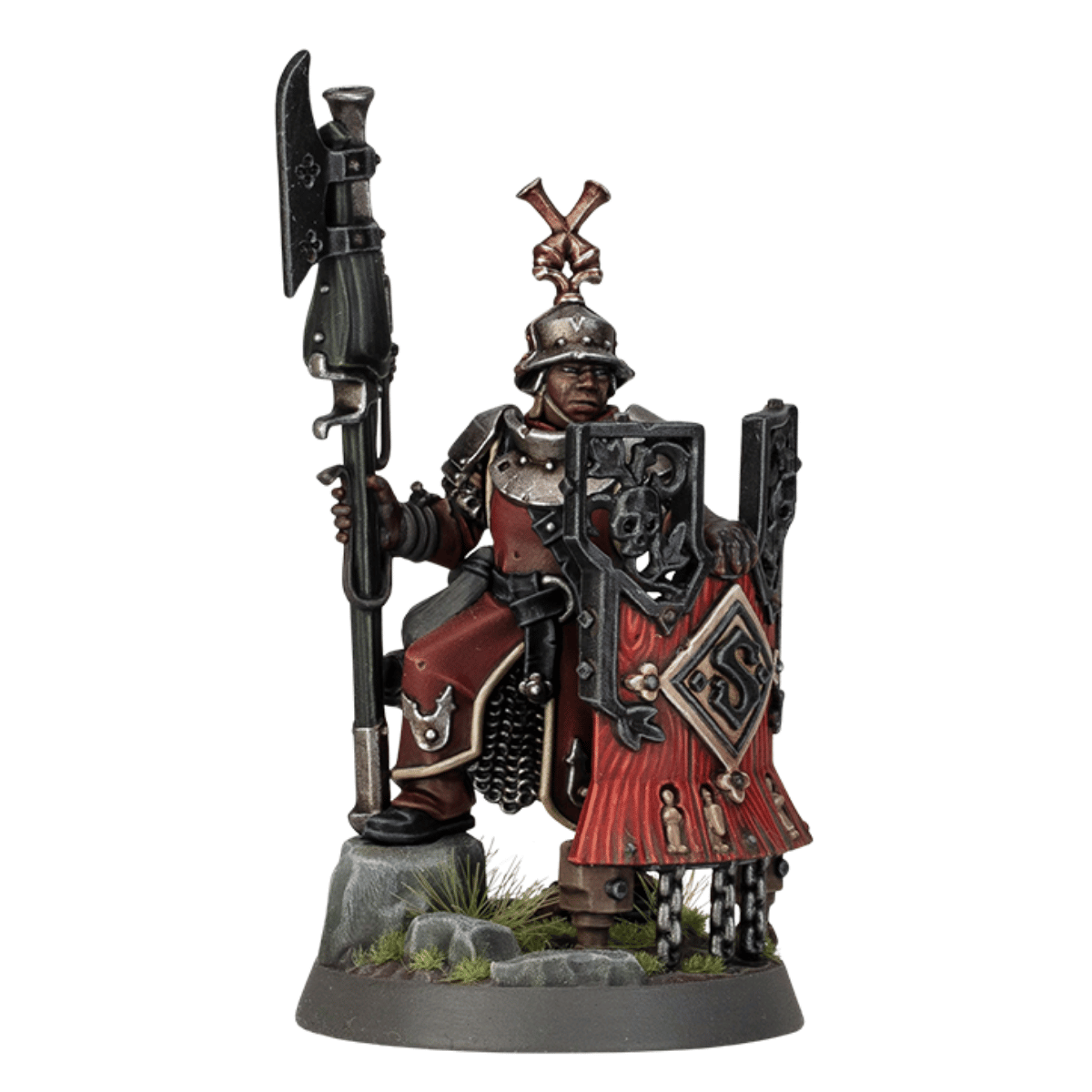 Warhammer Heroes Cities of Sigmar Freeguild soldier with halberd and shield – painted miniature