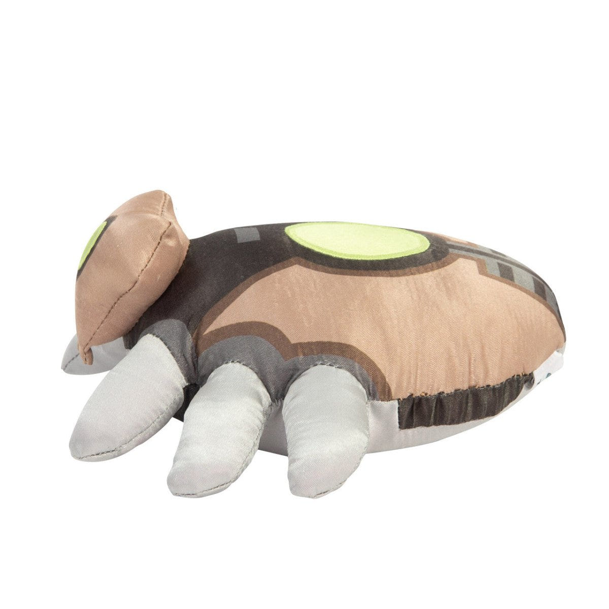 Left side view of the TOMY Warhammer Necron Scarab plush toy showing its legs and shell