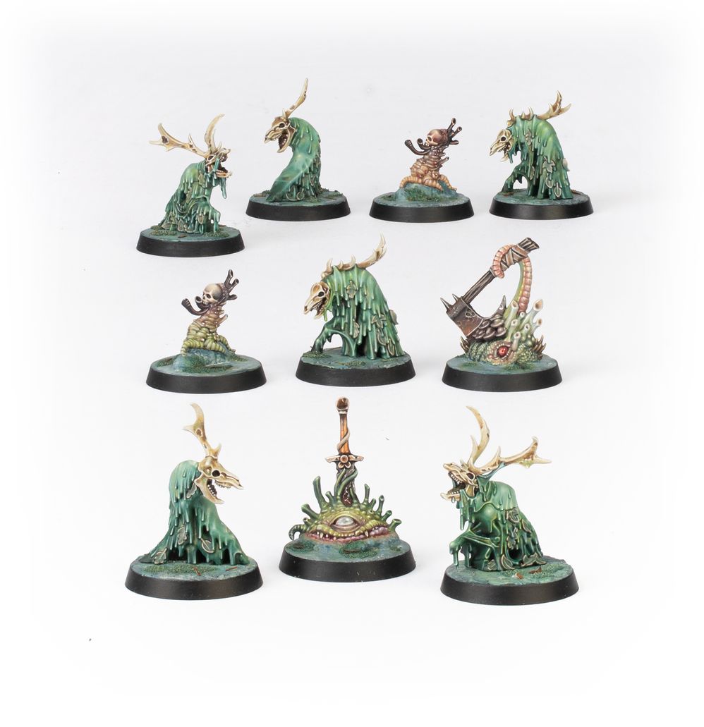 Group of small painted green antlered creatures from Warhammer Quest: Darkwater