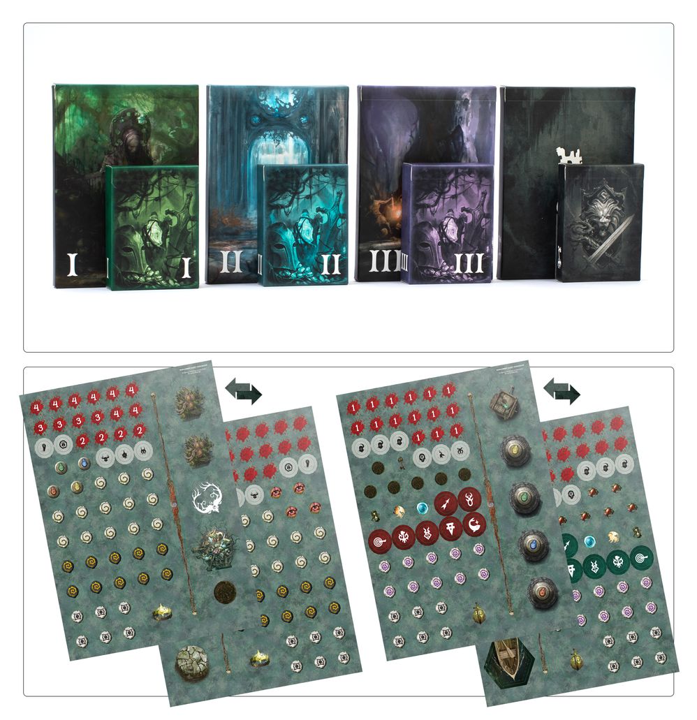 Warhammer Quest: Darkwater act envelopes and punched token sheets