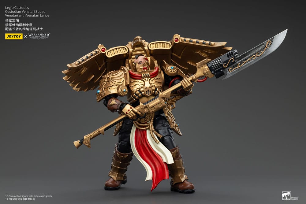 JoyToy Legio Custodes Custodian Venatari with Venatari Lance 13 cm, lance swung forward, wide view