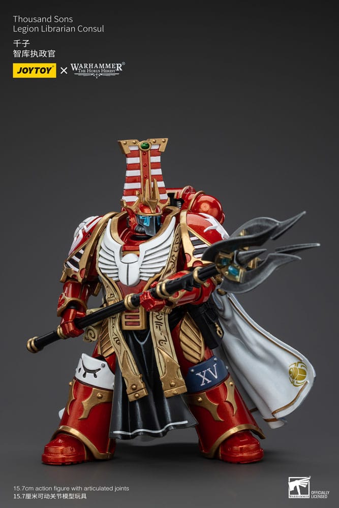 JoyToy Horus Heresy Thousand Sons Librarian Consul 1/18 figure, holding staff two-handed across body