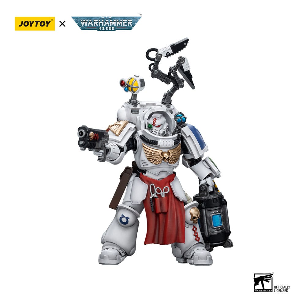 JoyToy Warhammer Apothecary Biologis 1/18 figure, front view aiming pistol