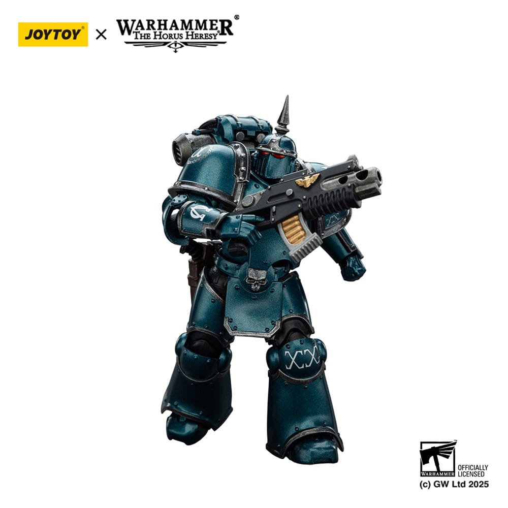 JoyToy Horus Heresy Alpha Legion MK III Tactical Legionary figure, three-quarter view with bolter, on white