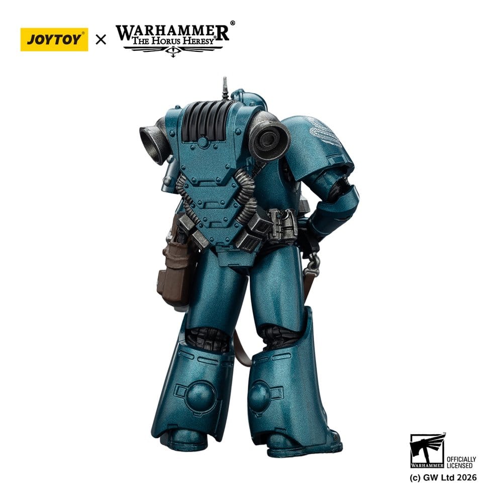 JoyToy Horus Heresy Alpha Legion MKVI Tactical Legionary figure, back view showing backpack, on white
