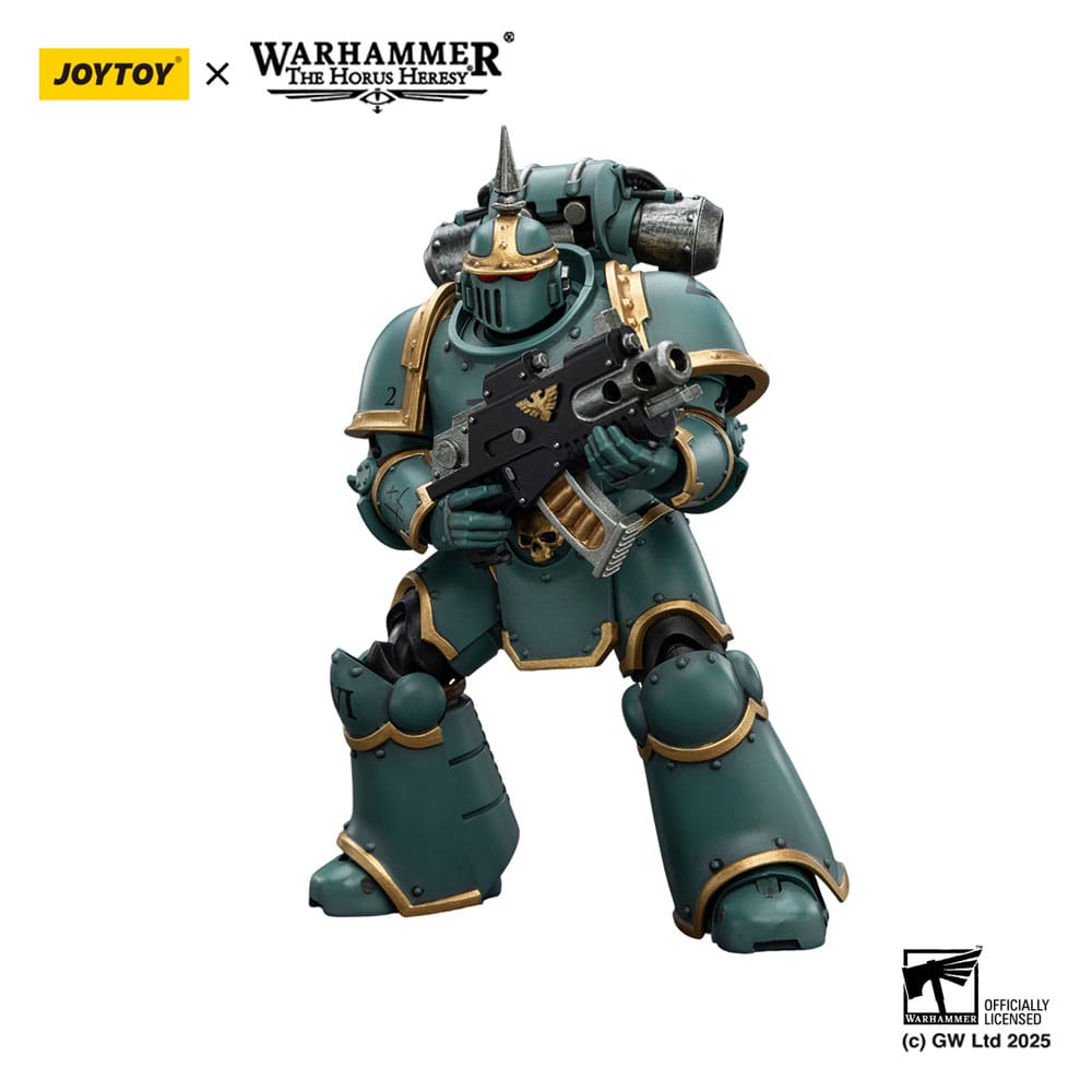 JoyToy Horus Heresy Sons of Horus MK III Tactical Legionary figure, advancing with bolter, on white