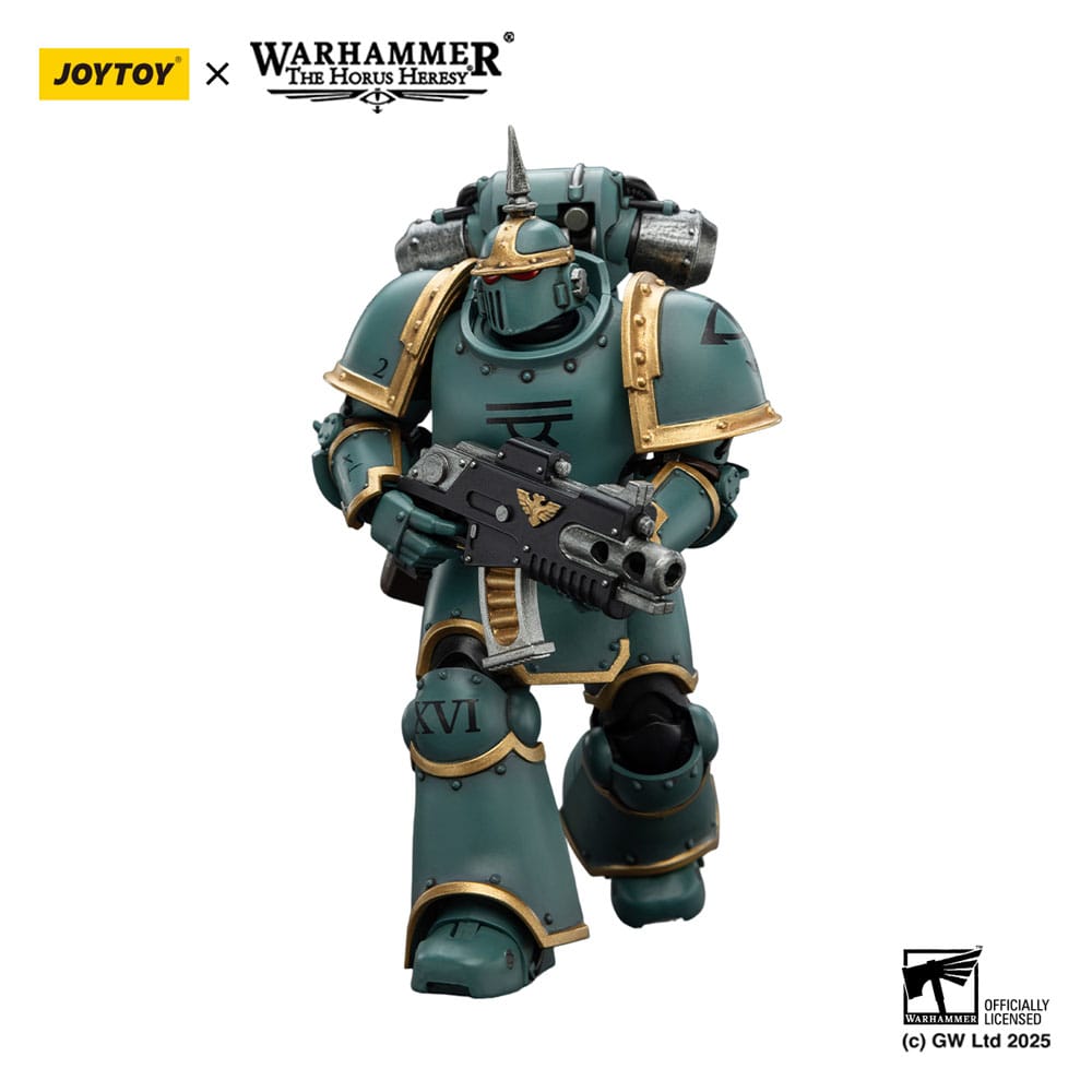 JoyToy Horus Heresy Sons of Horus MK III Tactical Legionary figure, three-quarter view with bolter, on white