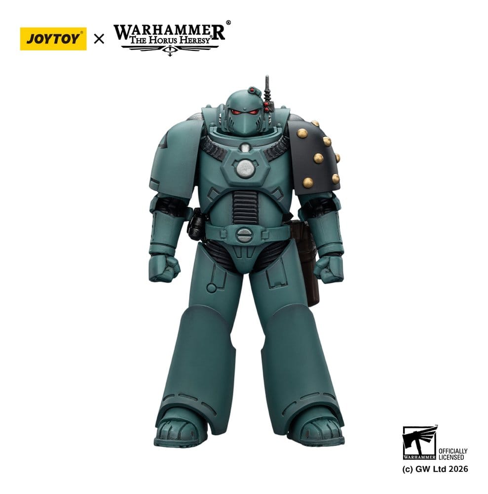 JoyToy Horus Heresy Sons of Horus MKVI Tactical Legionary figure, front view, unarmed, on white
