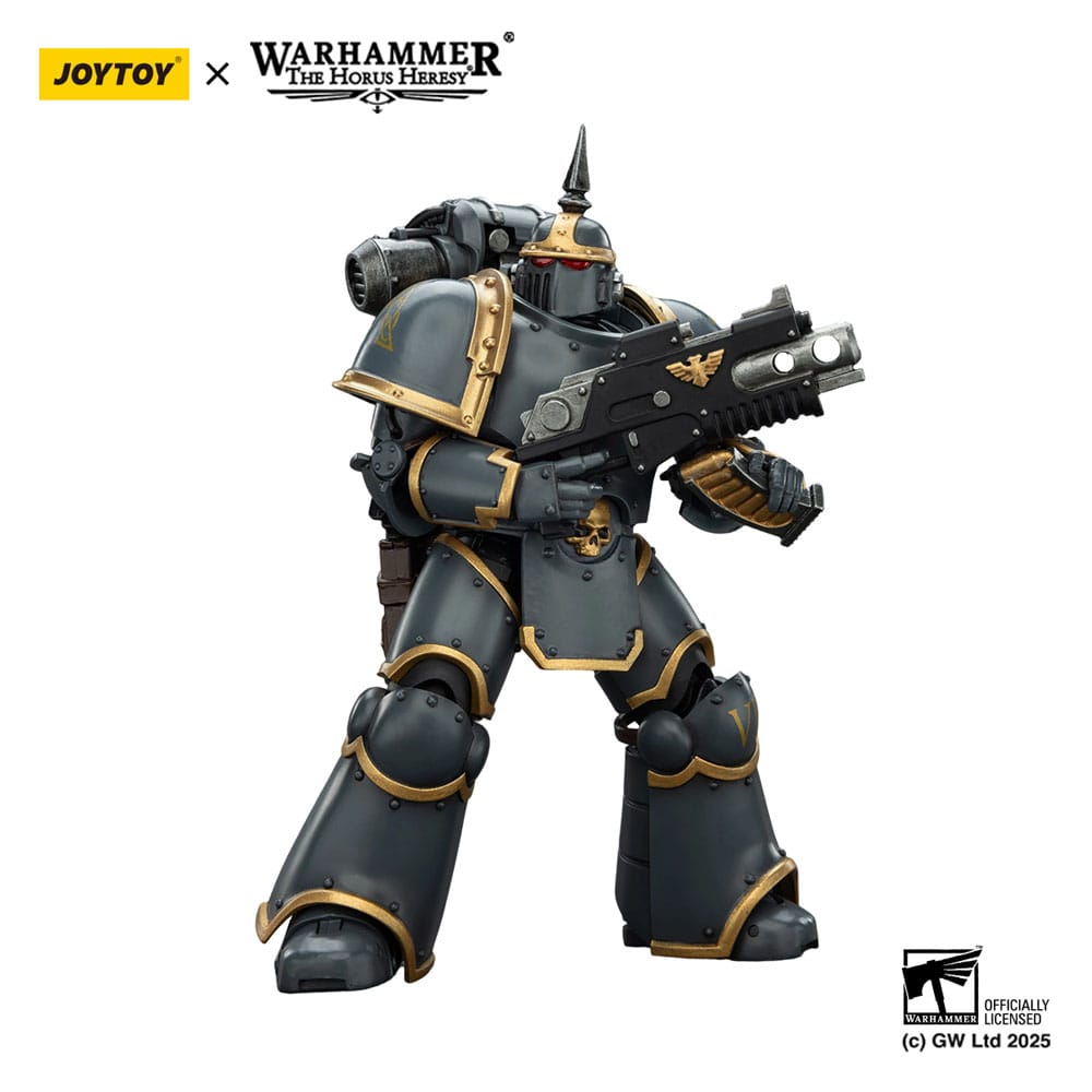 JoyToy Horus Heresy Space Wolves MK III Tactical Legionary figure, advancing with bolter levelled, on white