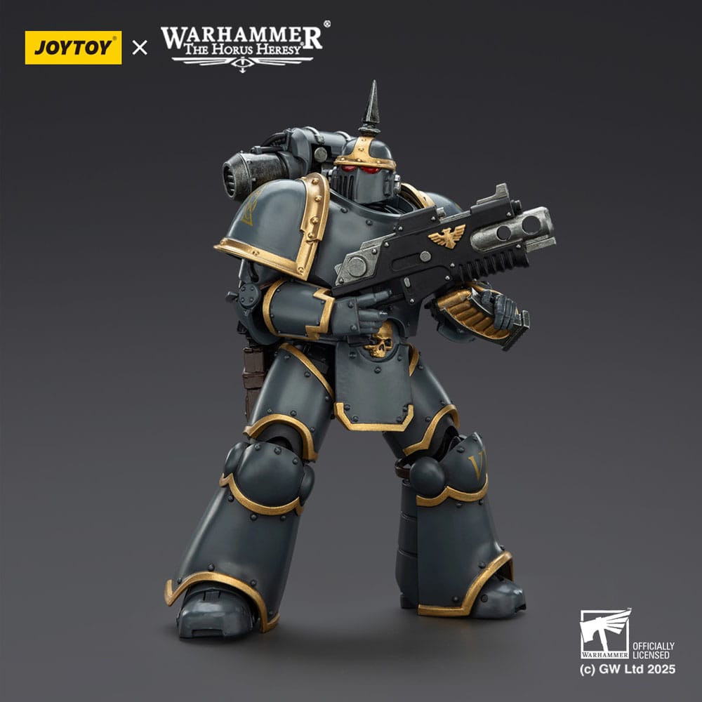 JoyToy Horus Heresy Space Wolves MK III Tactical Legionary figure, advancing with bolter levelled, on dark