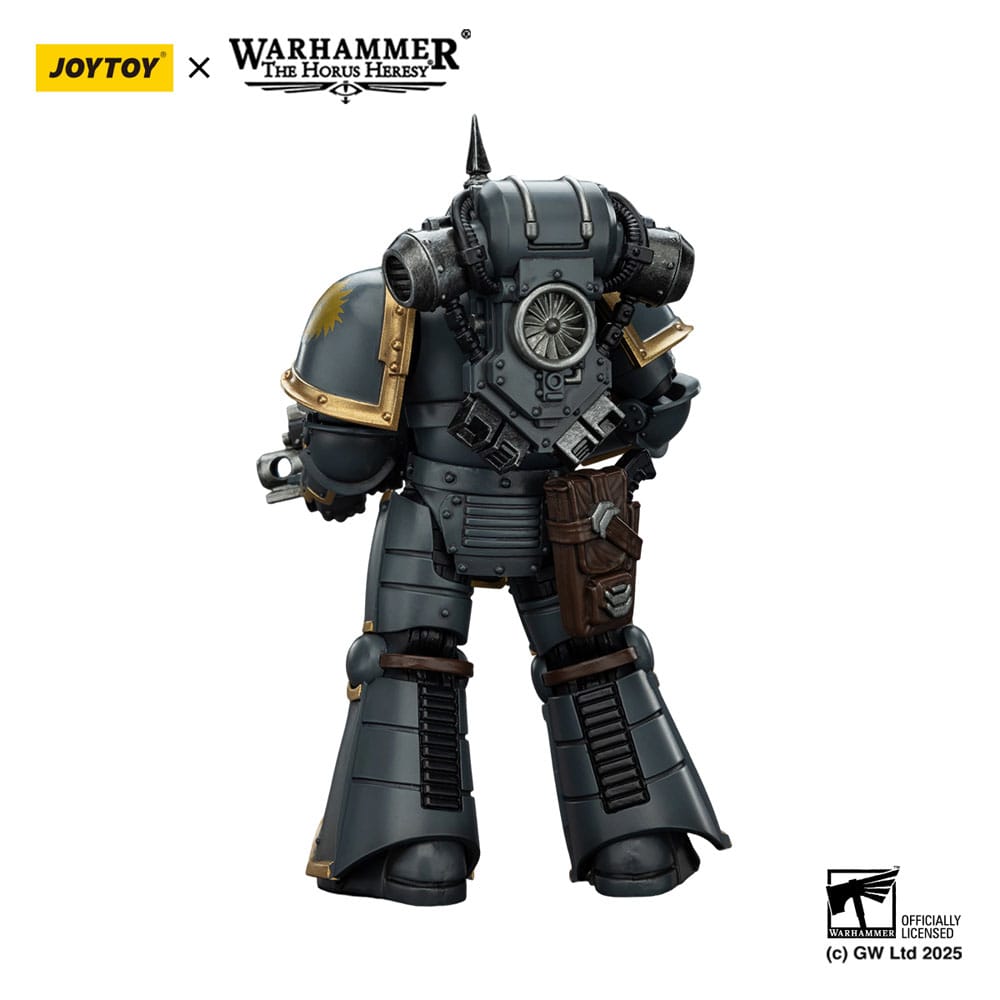 JoyToy Horus Heresy Space Wolves MK III Tactical Legionary figure, back view showing backpack, on white