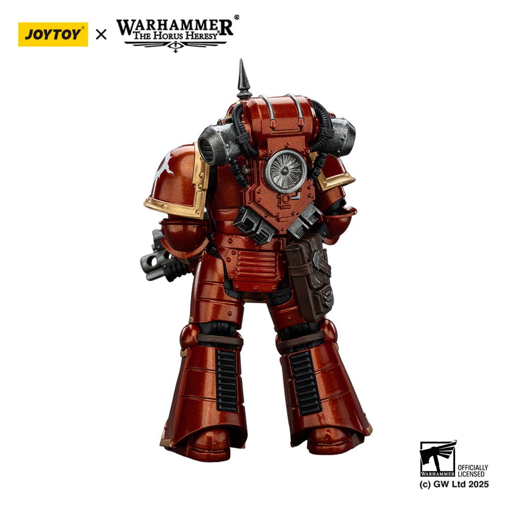 JoyToy Horus Heresy Thousand Sons MK III Tactical Legionary figure, back view showing backpack, on white